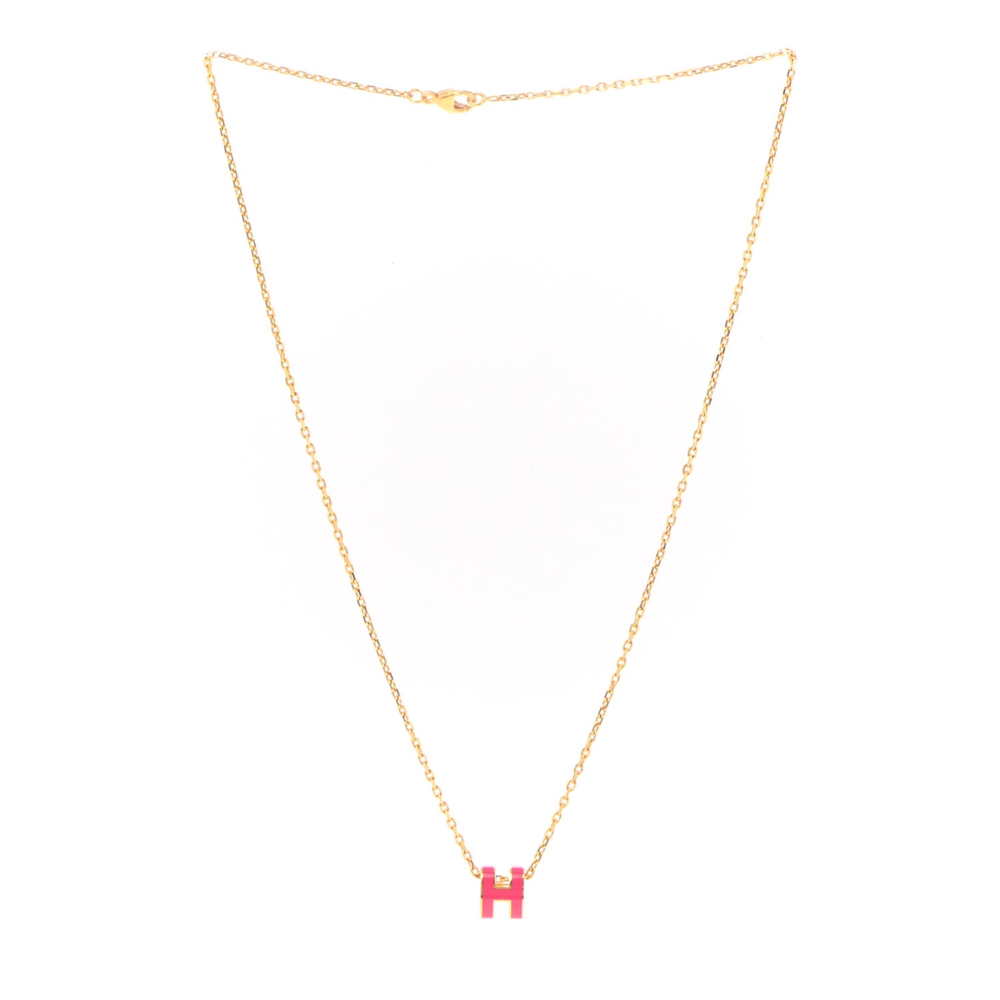 Lacquered Gold Mini Pop H Pendant Necklace Rose Extreme