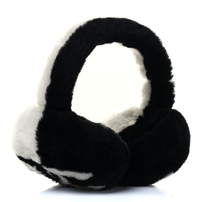 Chanel Shearling CC Bi-Color Ear Muffs White Black 2 of 3