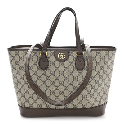 Gucci GG Supreme Monogram Textured Calfskin Small Ophidia Shoulder Tote Bag Beige Ebony New Acero 1 of 10