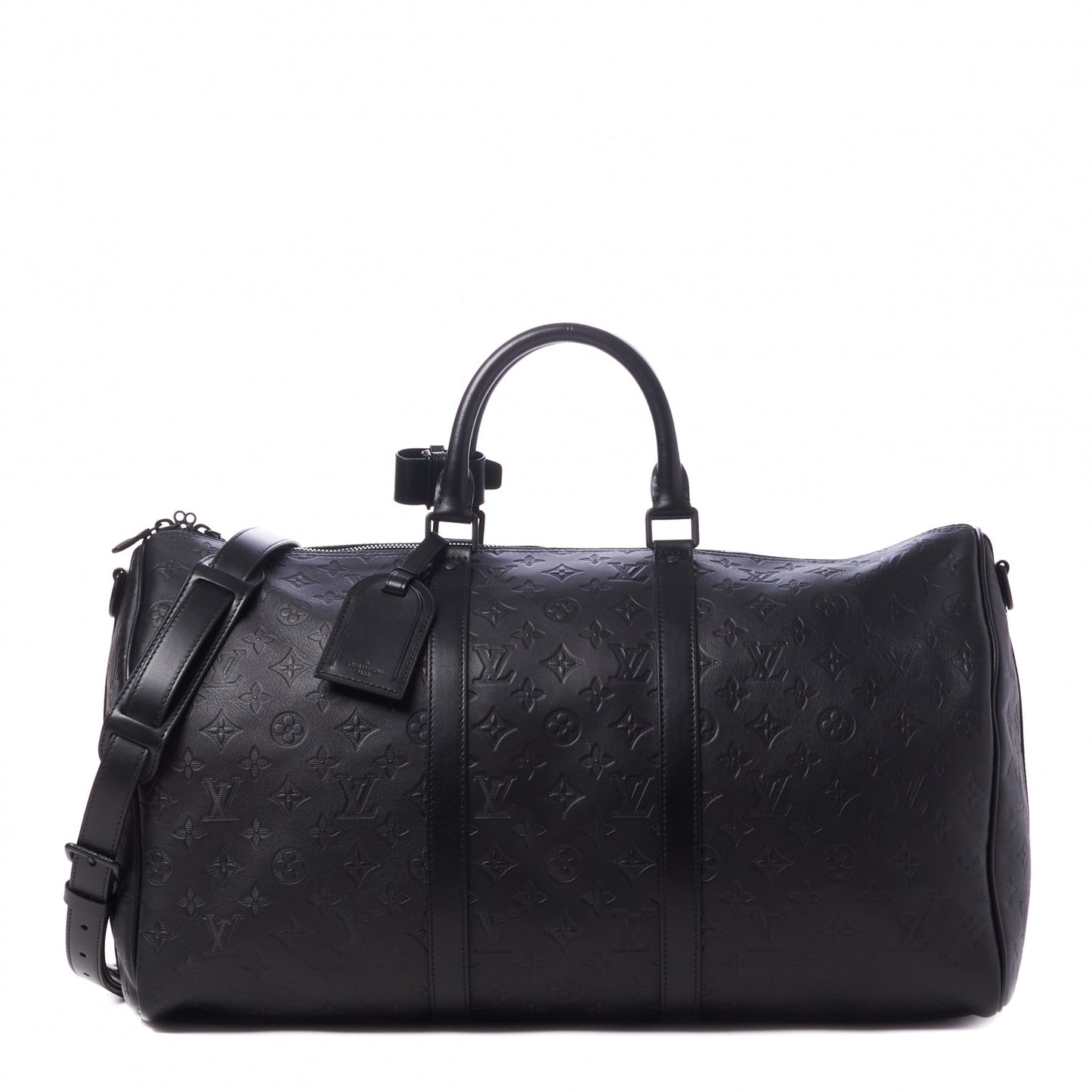Calfskin Shadow Monogram Keepall Bandouliere 50 Black