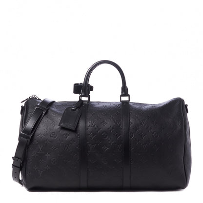 Louis Vuitton Calfskin Shadow Monogram Keepall Bandouliere 50 Black 1 of 8
