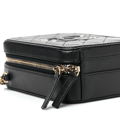 Chanel Caviar Quilted CC North South Filigree Vanity Case Black 8 of 9