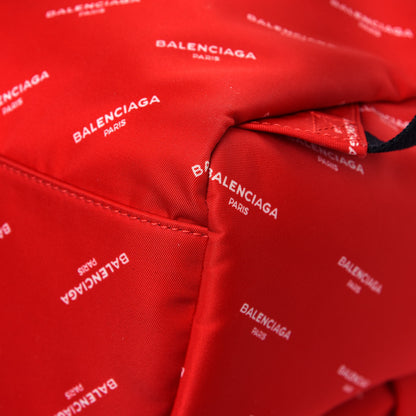Balenciaga Twill Nylon Allover Logo Print Explorer Backpack Rouge Vermillion White 11 of 11