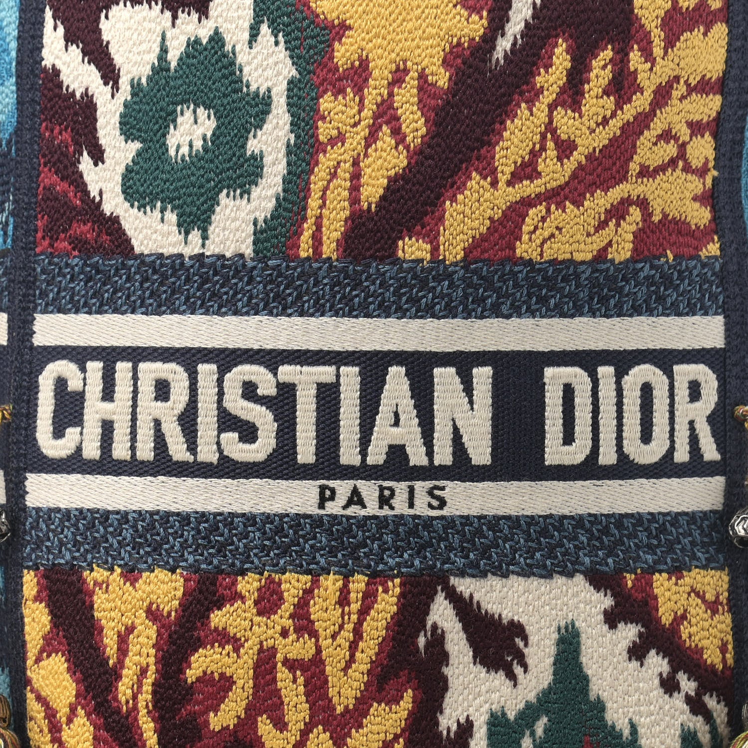 Christian Dior Canvas Embroidered Paisley D-Bubble Bucket Bag Blue Multicolor 8 of 12