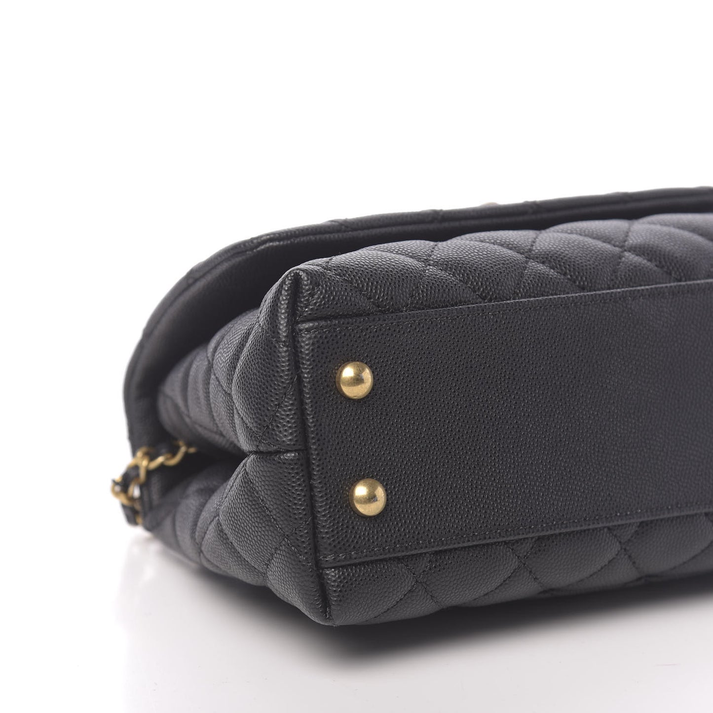 Caviar Lizard Embossed Quilted Mini Coco Handle Flap Black