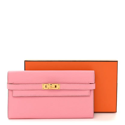 Hermes Chevre Mysore Kelly Longue Wallet Rose Confetti 10 of 10