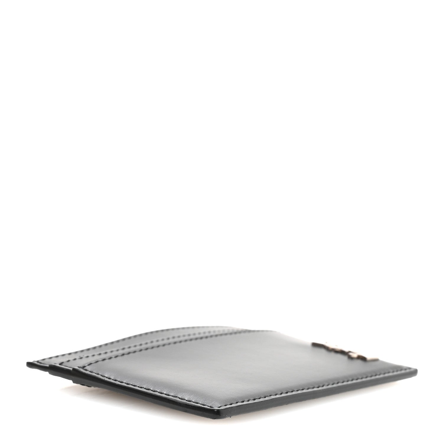 Saint Laurent Calfskin Tiny Cassandre Credit Card Case Black 4 of 8