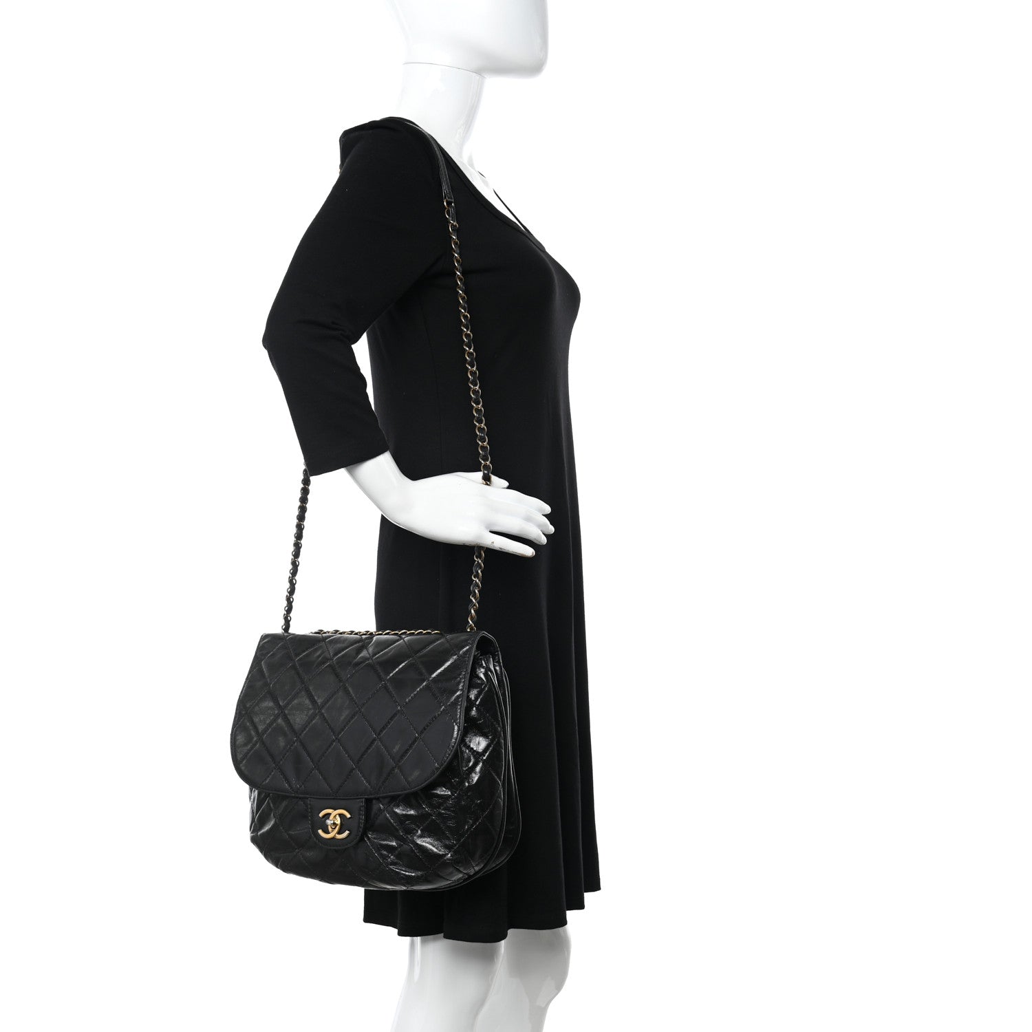 Chanel Glazed Calfskin Quilted Medium Bubble CC Flap Black 2 of 11