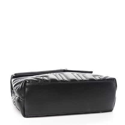 Saint Laurent Calfskin Y Quilted Studded Monogram Small Loulou Chain Satchel Black 4 of 9