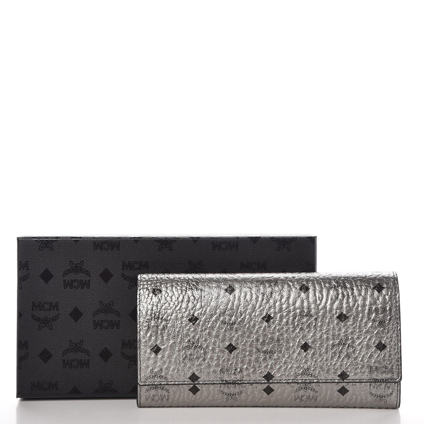 Metallic Visetos Continental Flap Wallet Silver