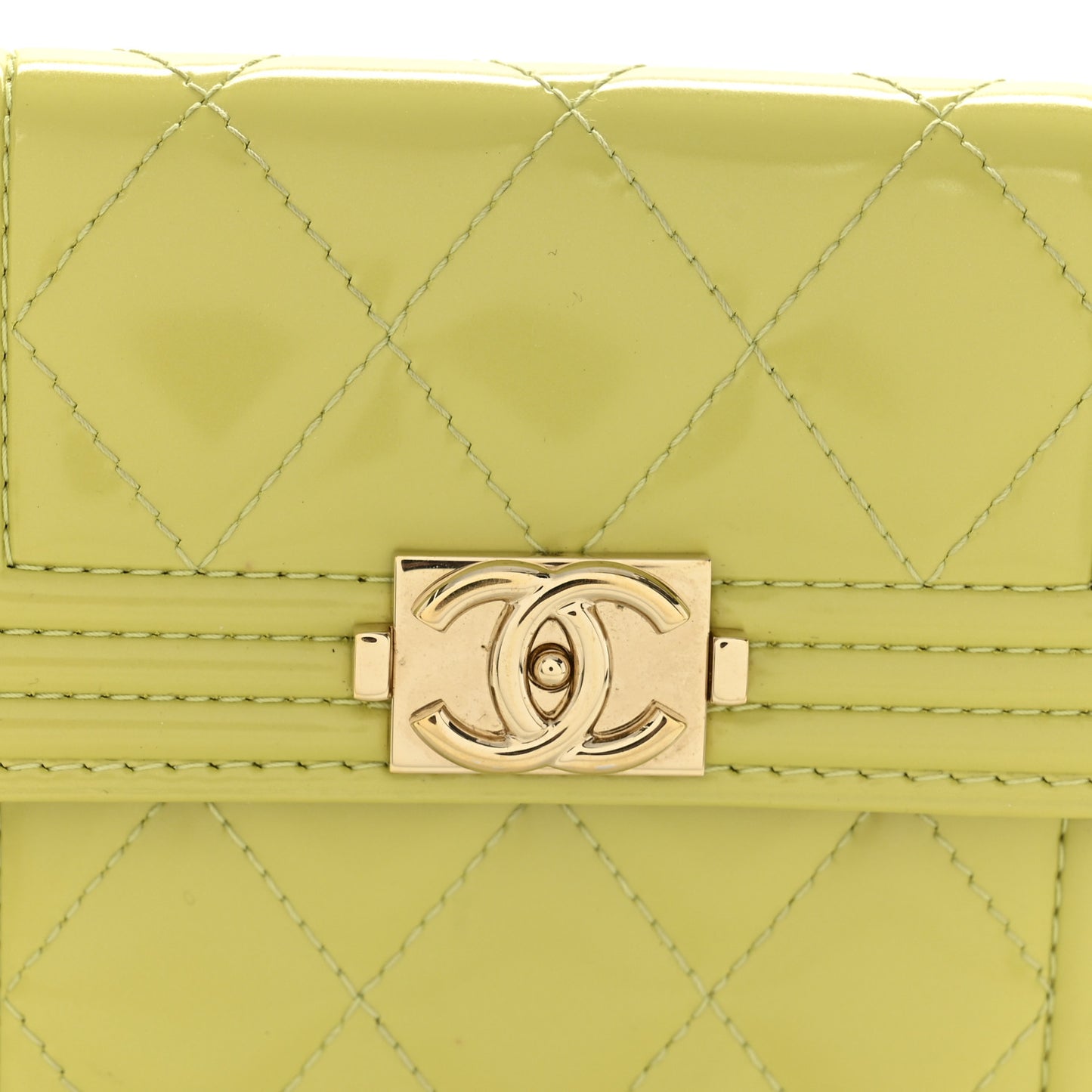 Patent Quilted Compact Boy Wallet Yellow
