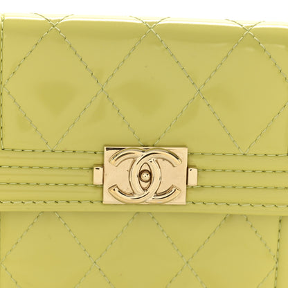 Chanel Patent Quilted Compact Boy Wallet Yellow 9 of 12