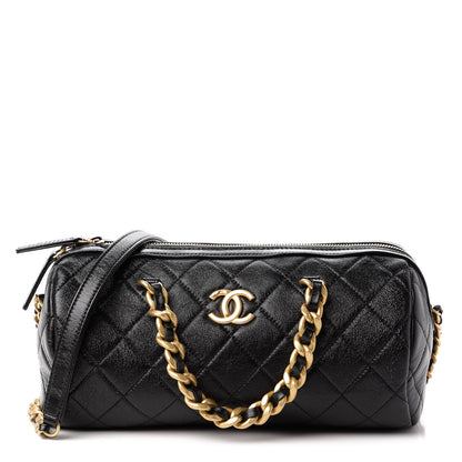 Chanel Shiny Lambskin Quilted Fashion Therapy Bowling Bag Black 1 of 11