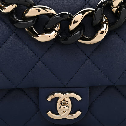 Chanel Lambskin Quilted Resin Bi-Color Chain Flap Bag Navy 8 of 11