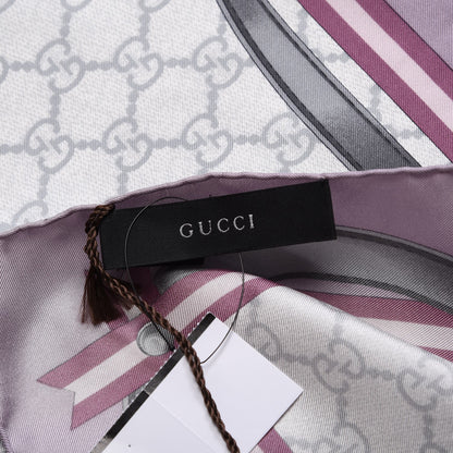 Gucci Silk Monogram Horsebit Square Scarf Purple 5 of 7