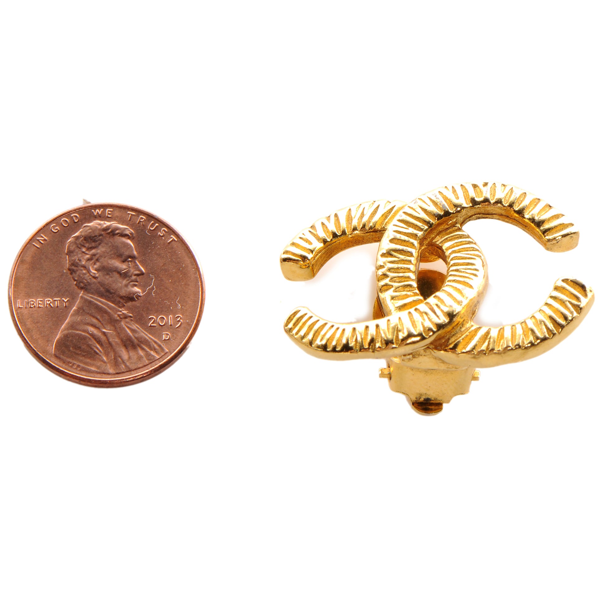 Chanel CC Clip On Earrings Gold 2 of 5