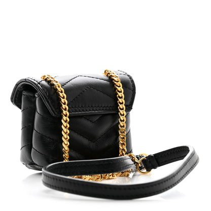 Saint Laurent Calfskin Y Quilted Monogram Loulou AirPods Crossbody Case Black 3 of 10