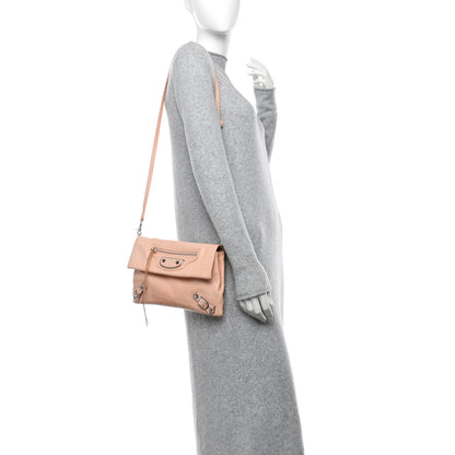 Balenciaga Chevre Silver Metallic Edge Hardware Envelope Clutch Rose Corail 2 of 14