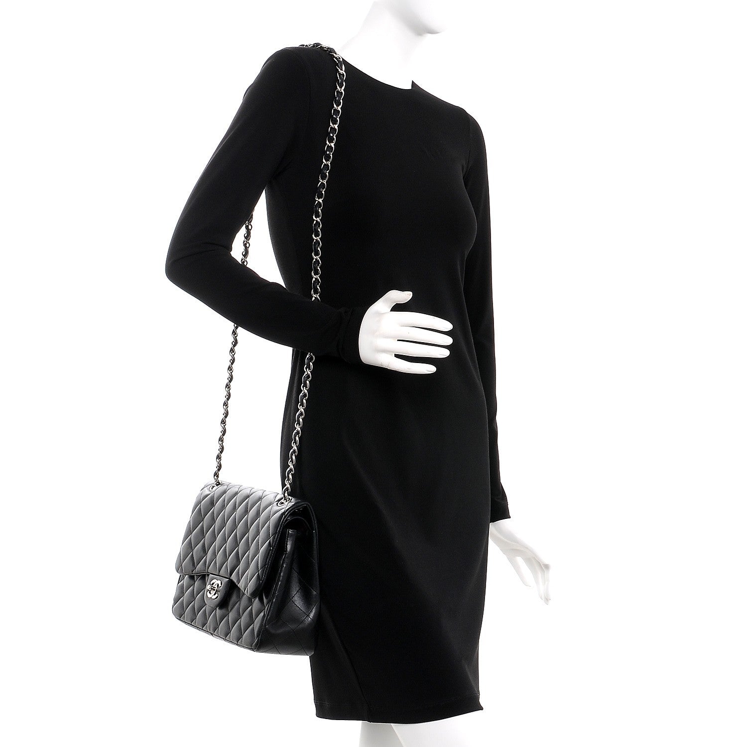Chanel Lambskin Quilted Jumbo Double Flap Black 2 of 15