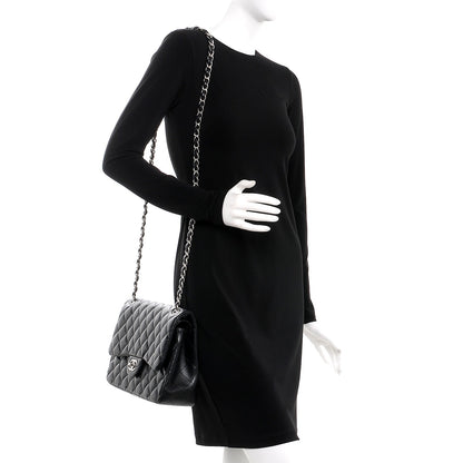 Chanel Lambskin Quilted Jumbo Double Flap Black 2 of 15