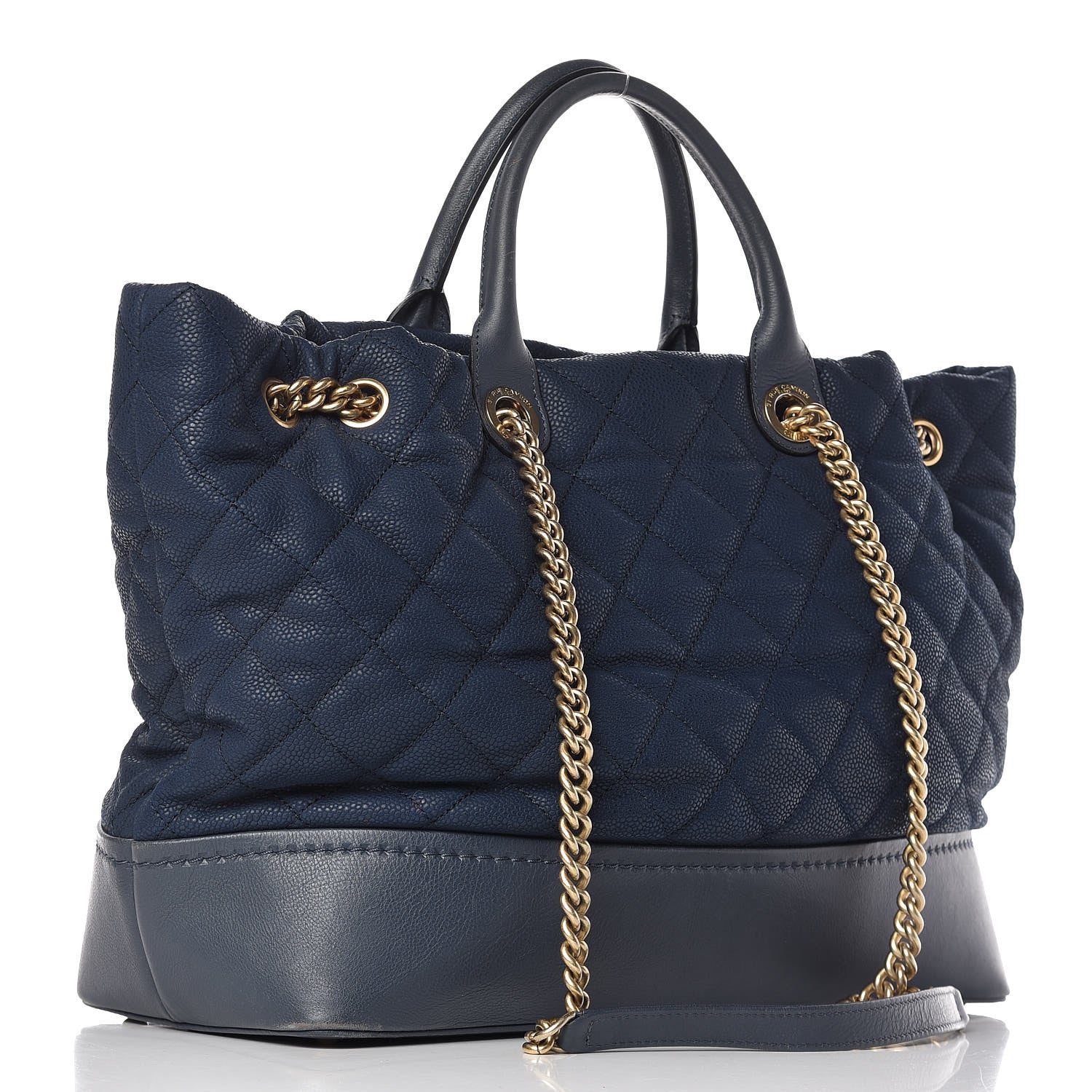 Chanel Iridescent Caviar Quilted Globe Trotter Shopping Tote Navy Blue 4 of 13