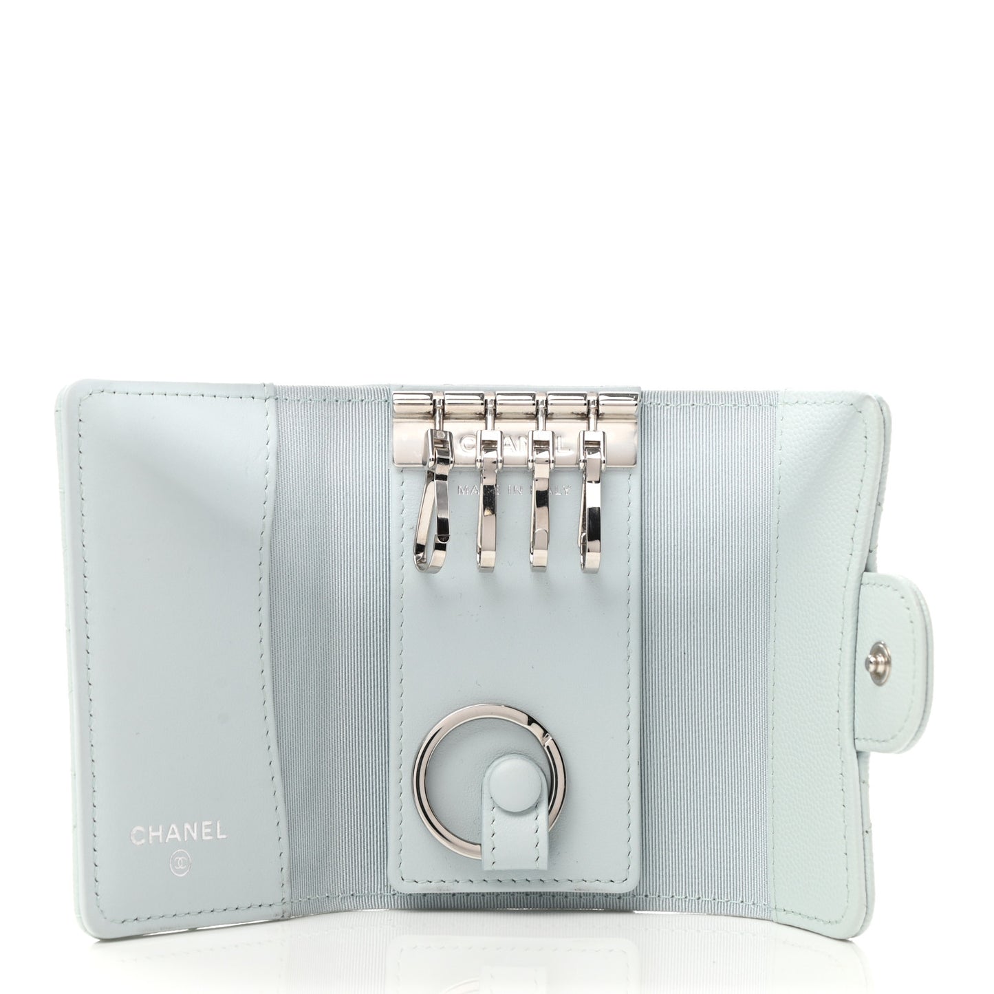 Caviar Quilted Classic 4 Key Holder Wallet Light Blue