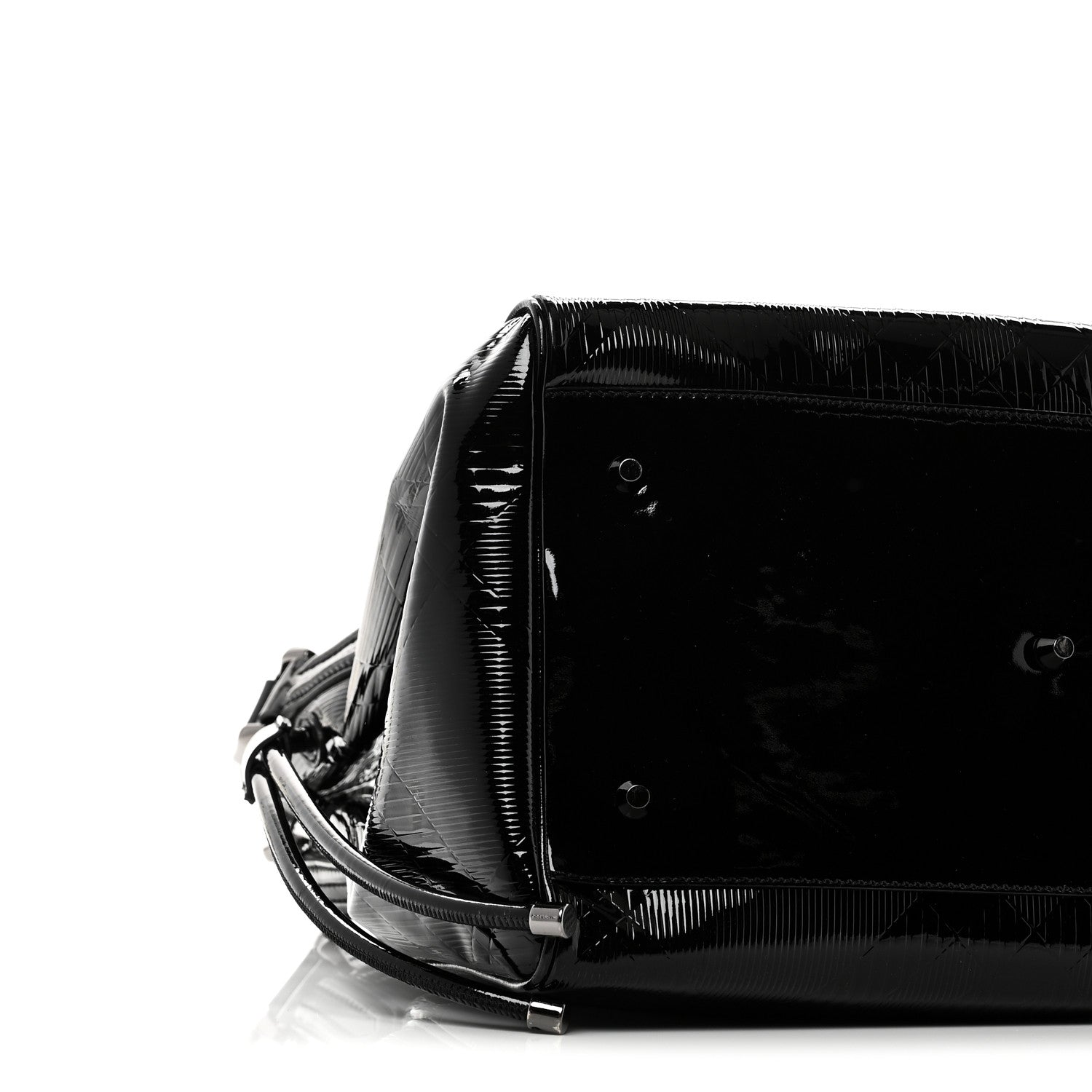 Burberry Patent Check Embossed Small Bilmore Tote Black 9 of 10