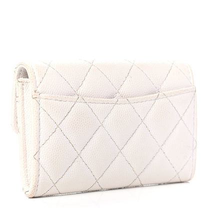 Chanel Caviar Quilted Flap Card Holder Wallet White 3 of 10