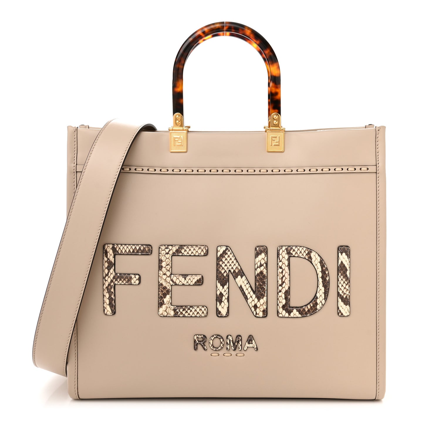 Vitello King Plexiglass Elaphe Python Print Logo Medium Fendi Sunshine Shopper Tote Nuvola Daisy Roccia