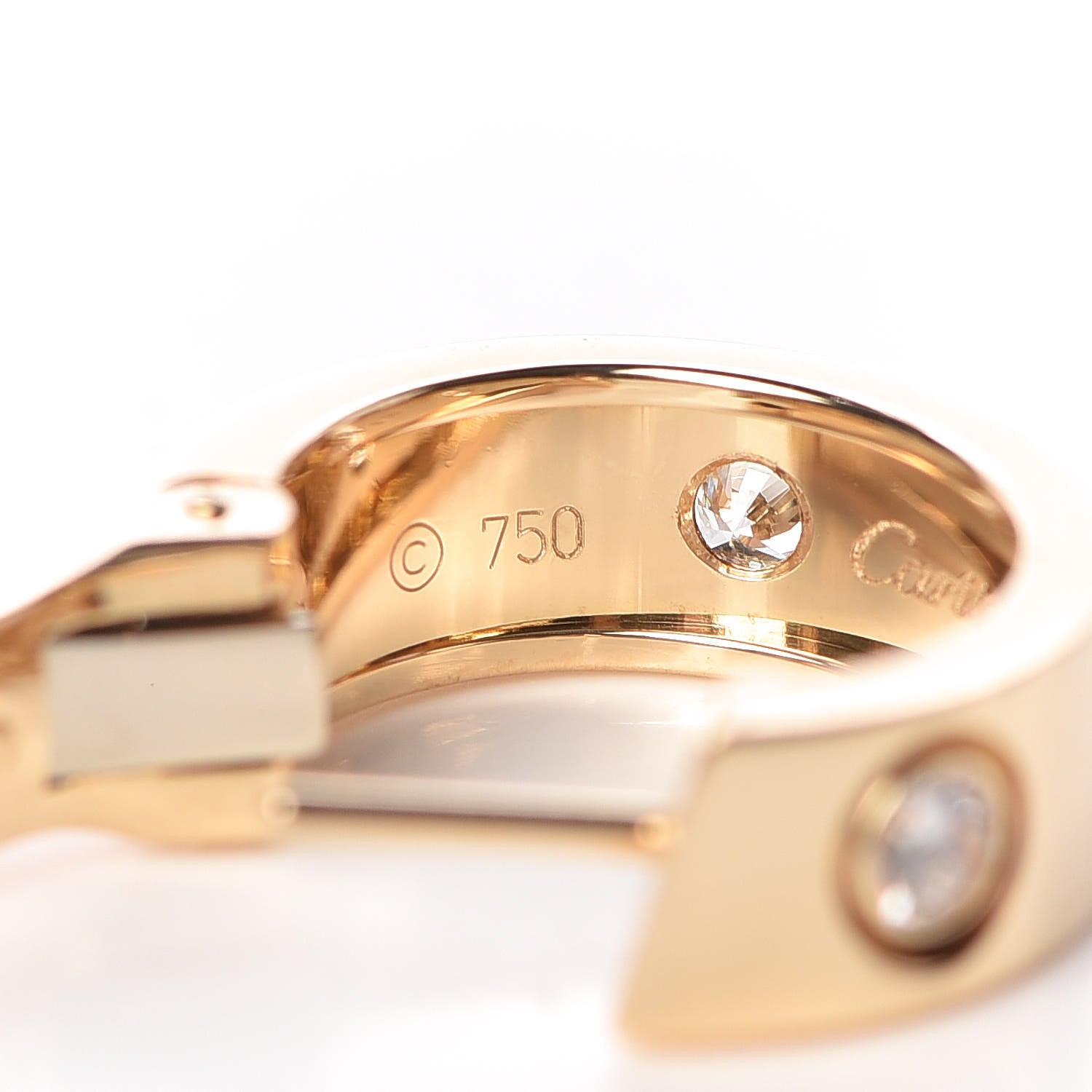 Cartier 18K Yellow Gold 6 Diamond 5.5mm LOVE French Clip Hoop Earrings 6 of 6