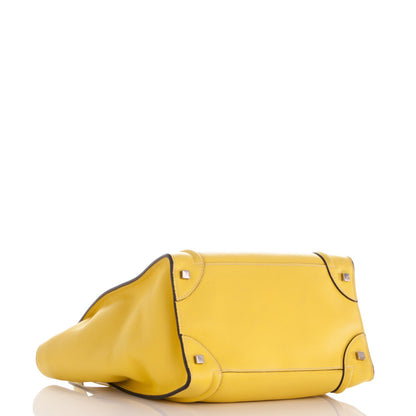 Celine Drummed Calfskin Mini Luggage Citron 4 of 9