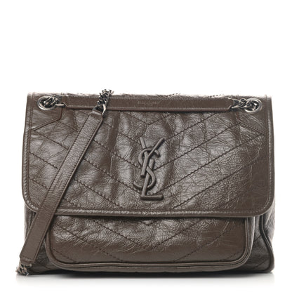 Saint Laurent Crinkled Calfskin Matelasse Monogram Medium Niki Chain Satchel Faggio 1 of 5