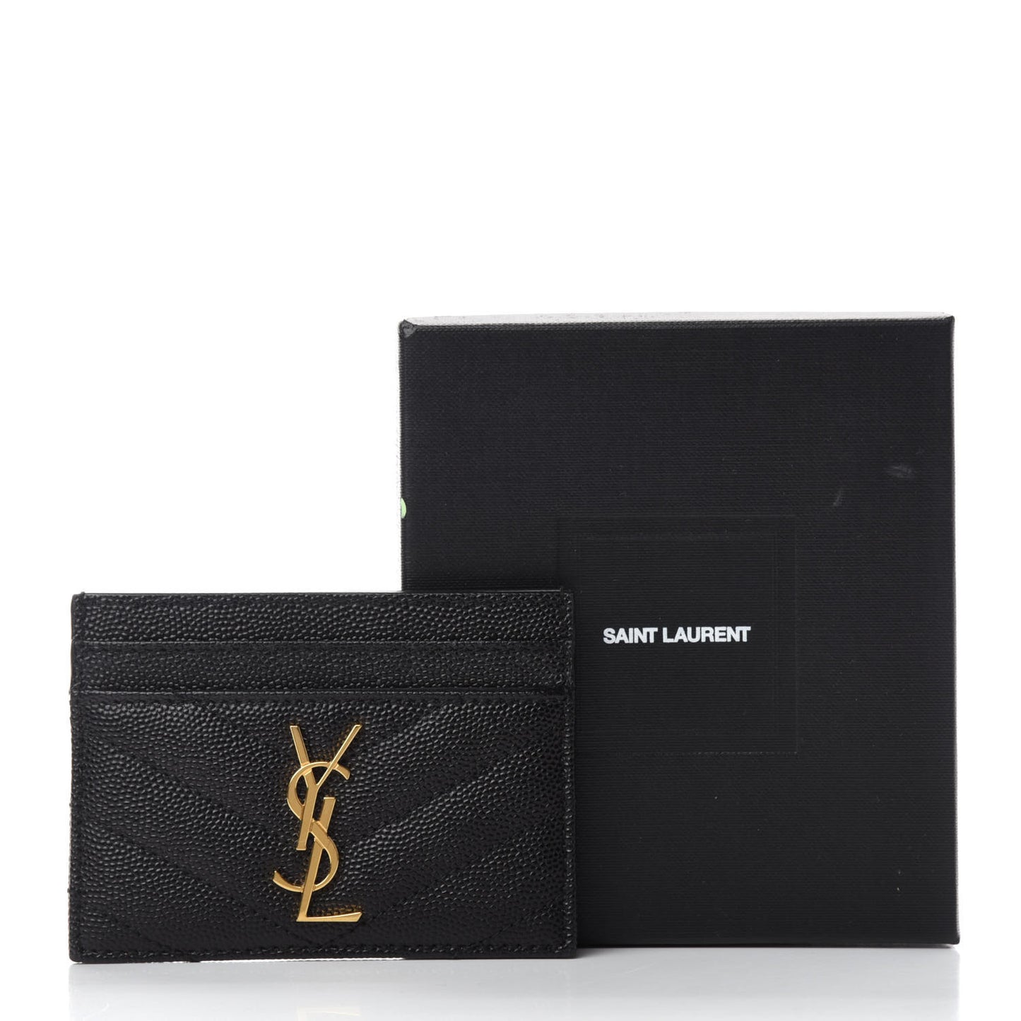 Grain De Poudre Matelasse Chevron Monogram Credit Card Case Black