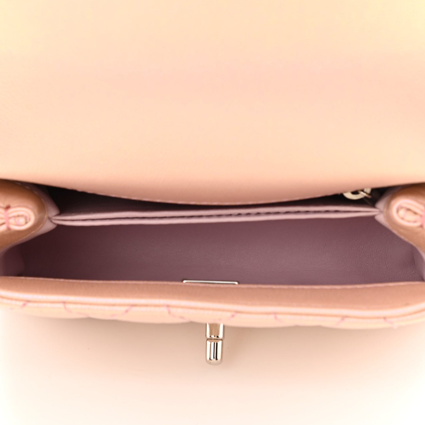 Iridescent Caviar Quilted Extra Mini Coco Handle Flap Light Pink