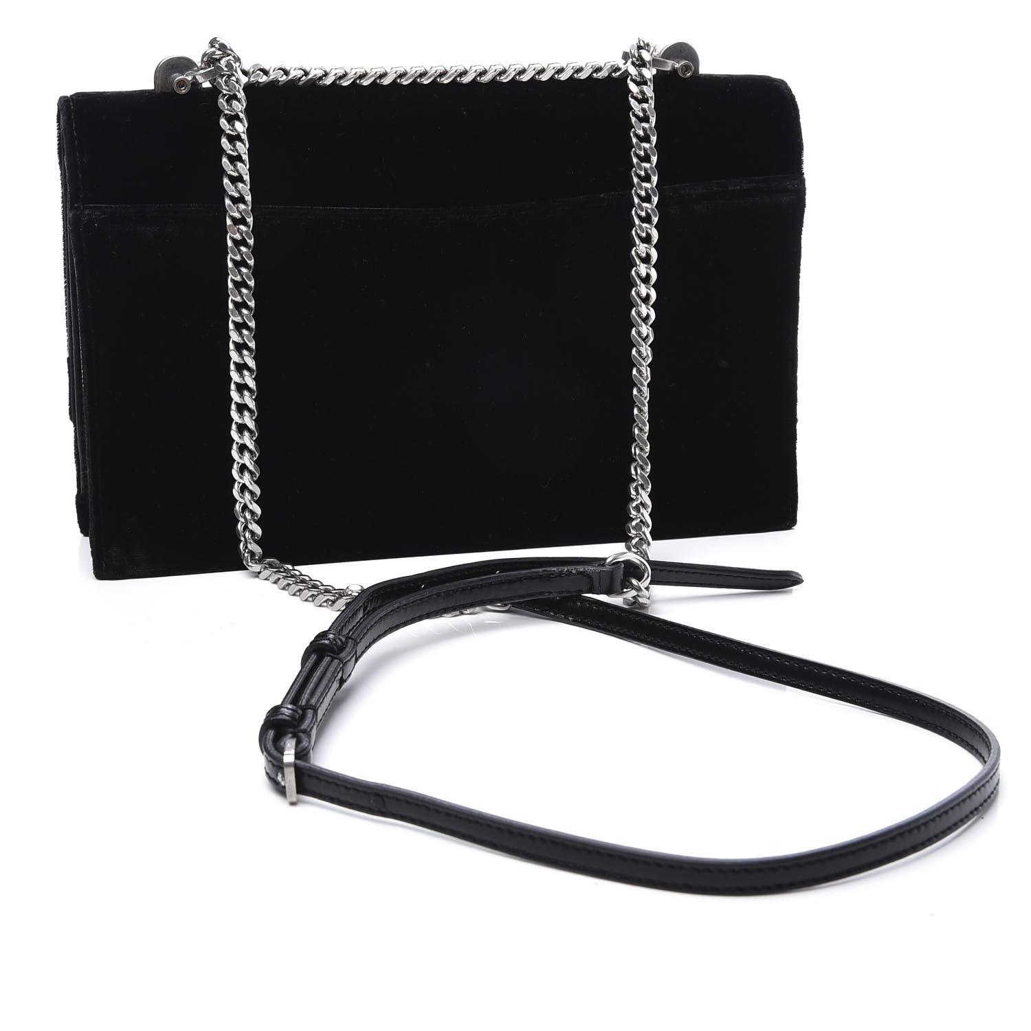 Saint Laurent Velvet Chain Wallet Black 2 of 9