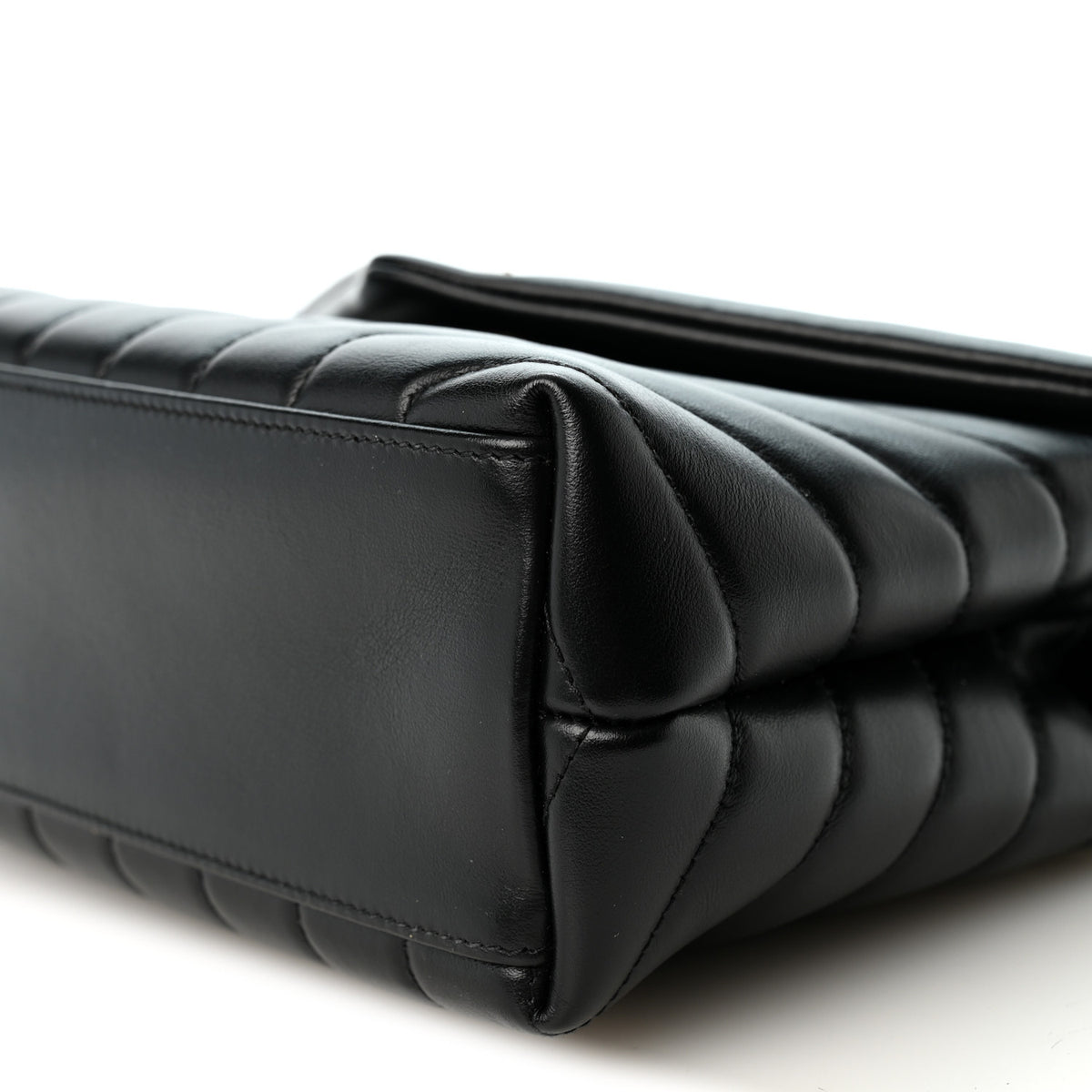 Calfskin Y Quilted Monogram Small Loulou Chain Satchel Black
