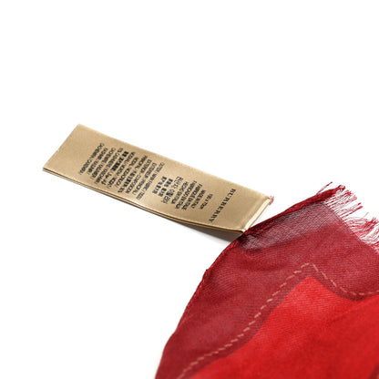Burberry Modal Cashmere Haymarket Check Color Border Scarf Red 4 of 5