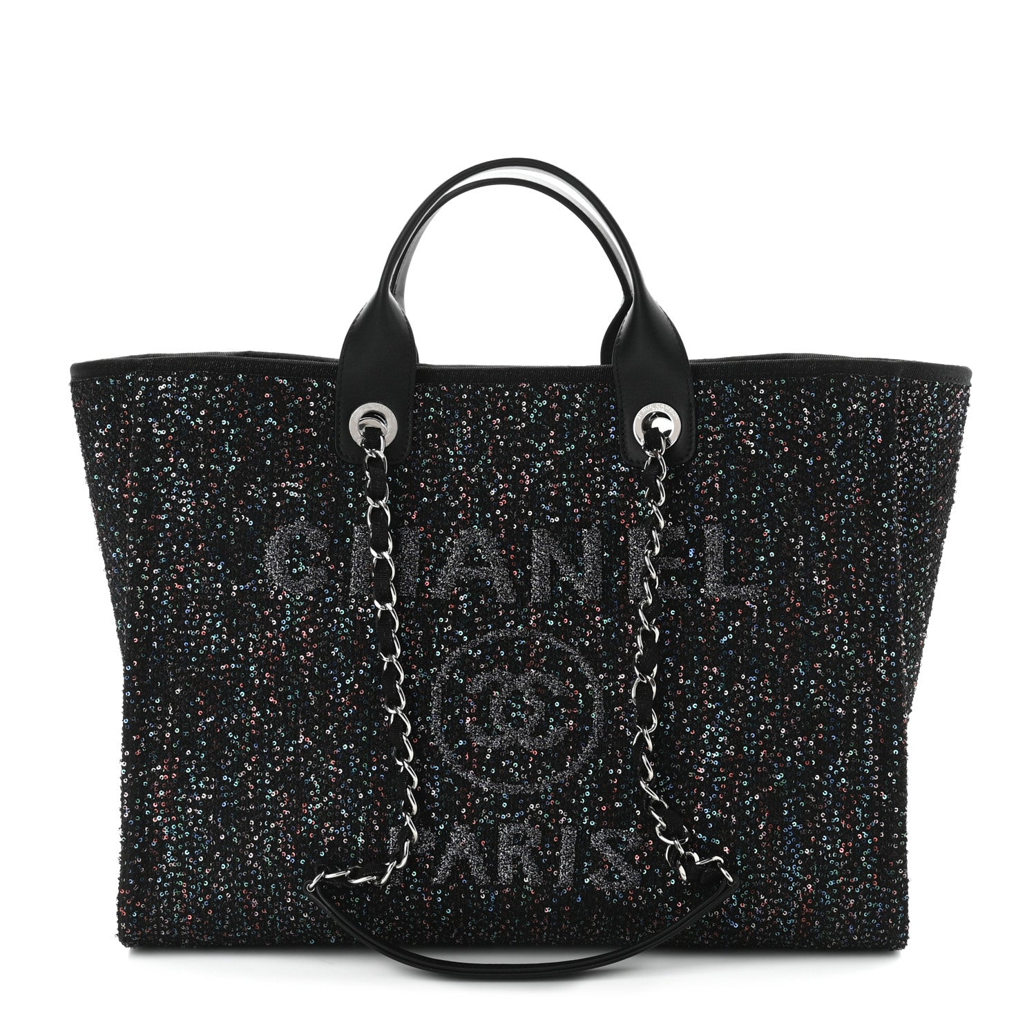 Chanel Calfskin Sequin Medium Deauville Tote Black 1 of 11