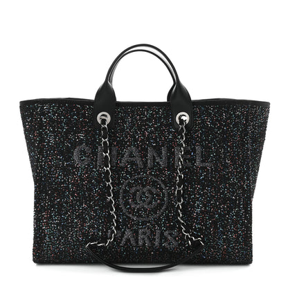 Chanel Calfskin Sequin Medium Deauville Tote Black 1 of 11