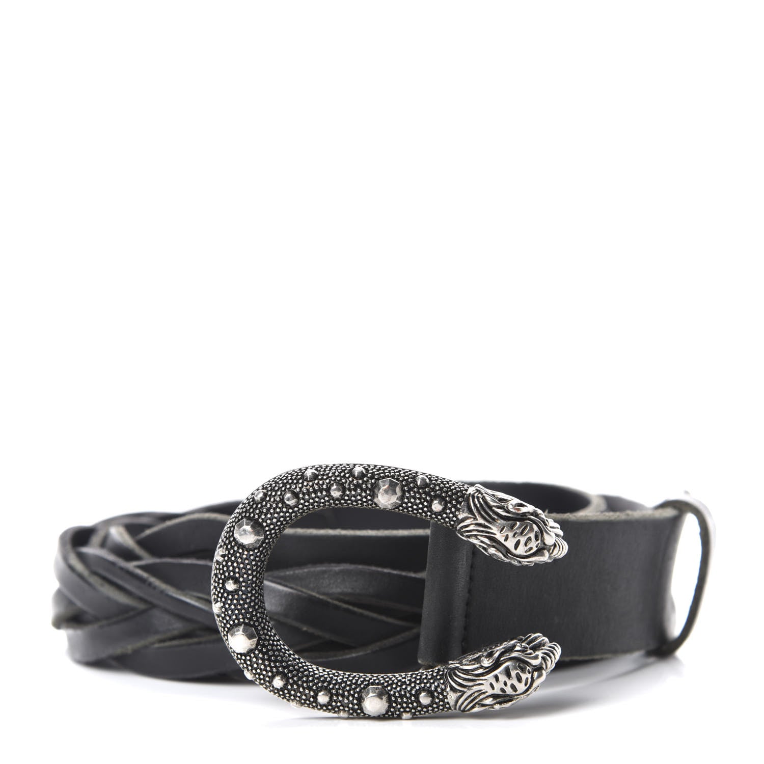 Gucci Calfskin Dionysus Braided Belt 95 38 Black 1 of 4