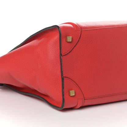 Celine Drummed Calfskin Mini Luggage Red 8 of 9