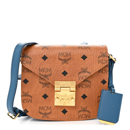 MCM Visetos Mini Patricia Shoulder Bag Cognac Blue 1 of 10