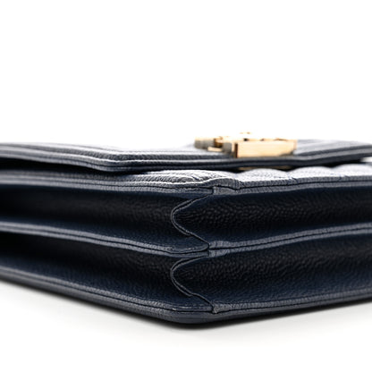 Chanel Caviar Quilted North South Boy Flap Blue 9 of 10