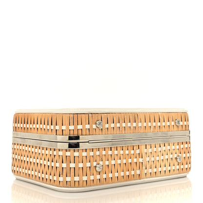 Chanel Raffia Calfskin CC Filigree Vanity Case White 4 of 10