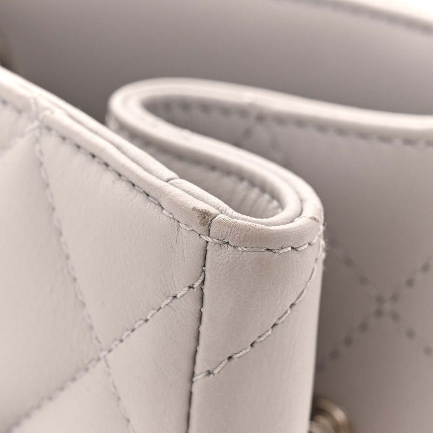 Calfskin Quilted Large Classic Shopping Tote Grey