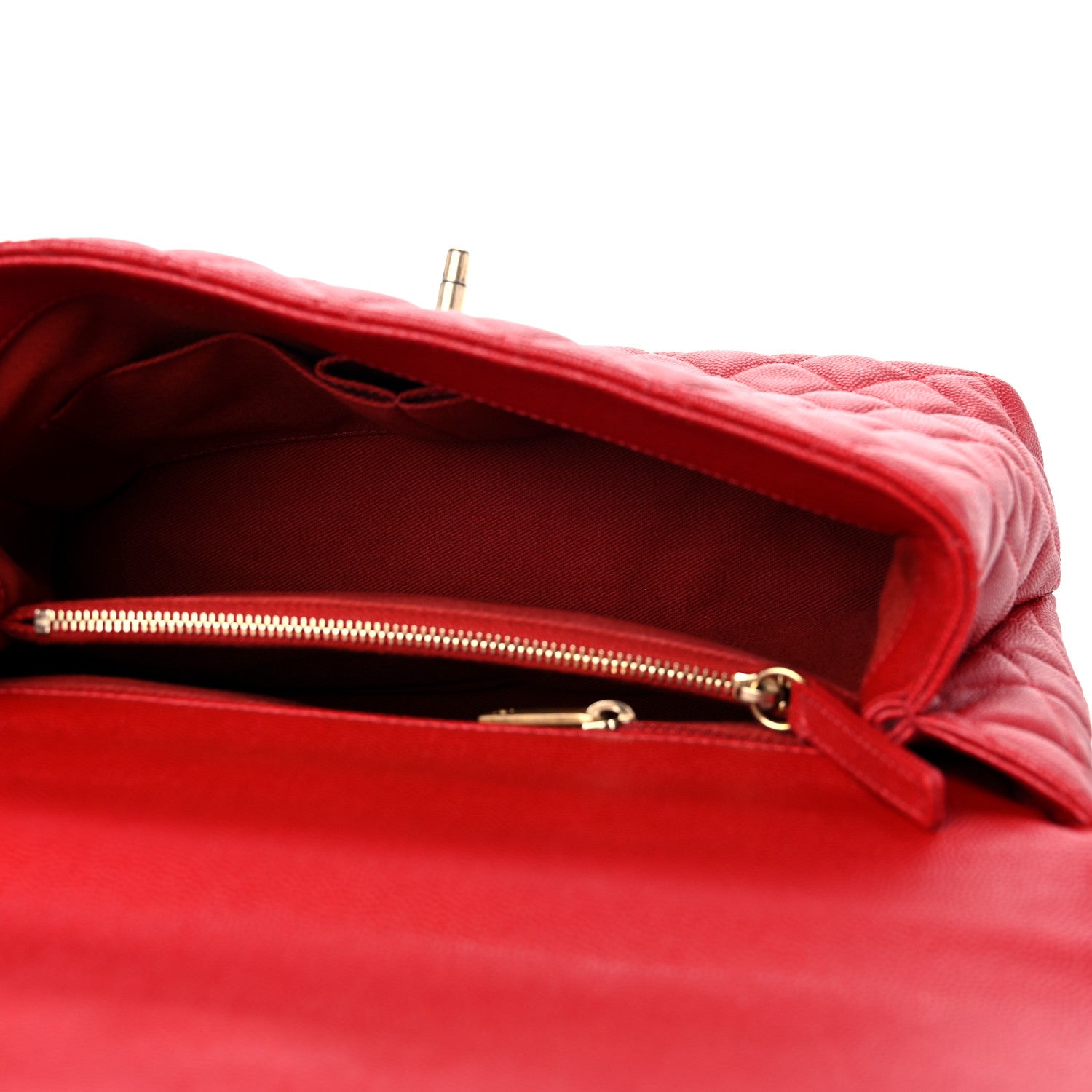 Chanel Caviar Quilted Small Coco Handle Flap Red 5 of 11