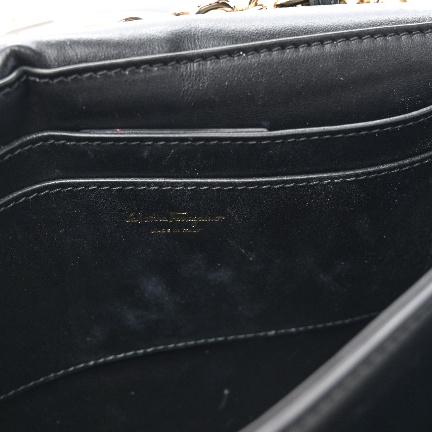 Salvatore Ferragamo Patent Calfskin Small Vela Flap Bag Black 11 of 11