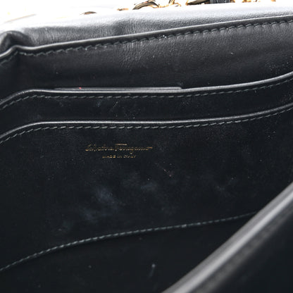 Salvatore Ferragamo Patent Calfskin Small Vela Flap Bag Black 11 of 11
