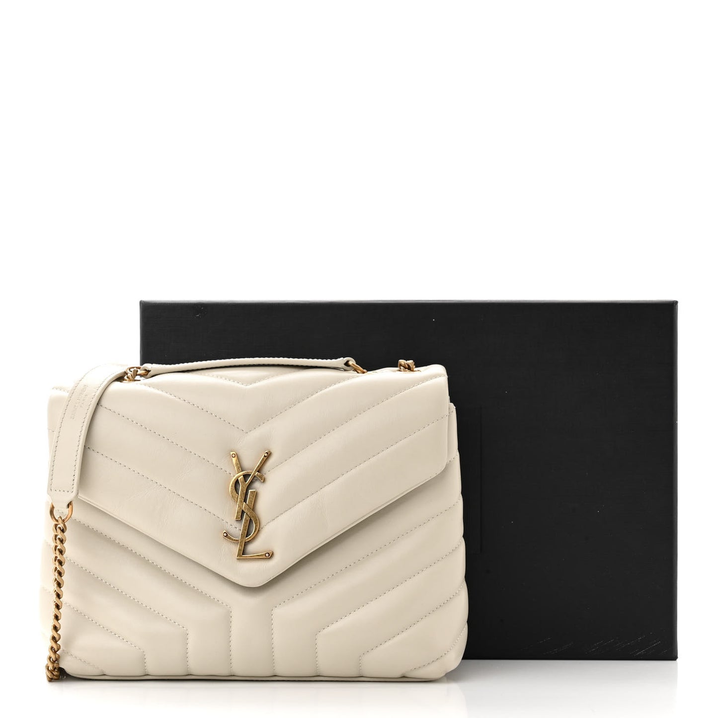 Calfskin Y Quilted Monogram Small Loulou Chain Satchel Blanc Vintage