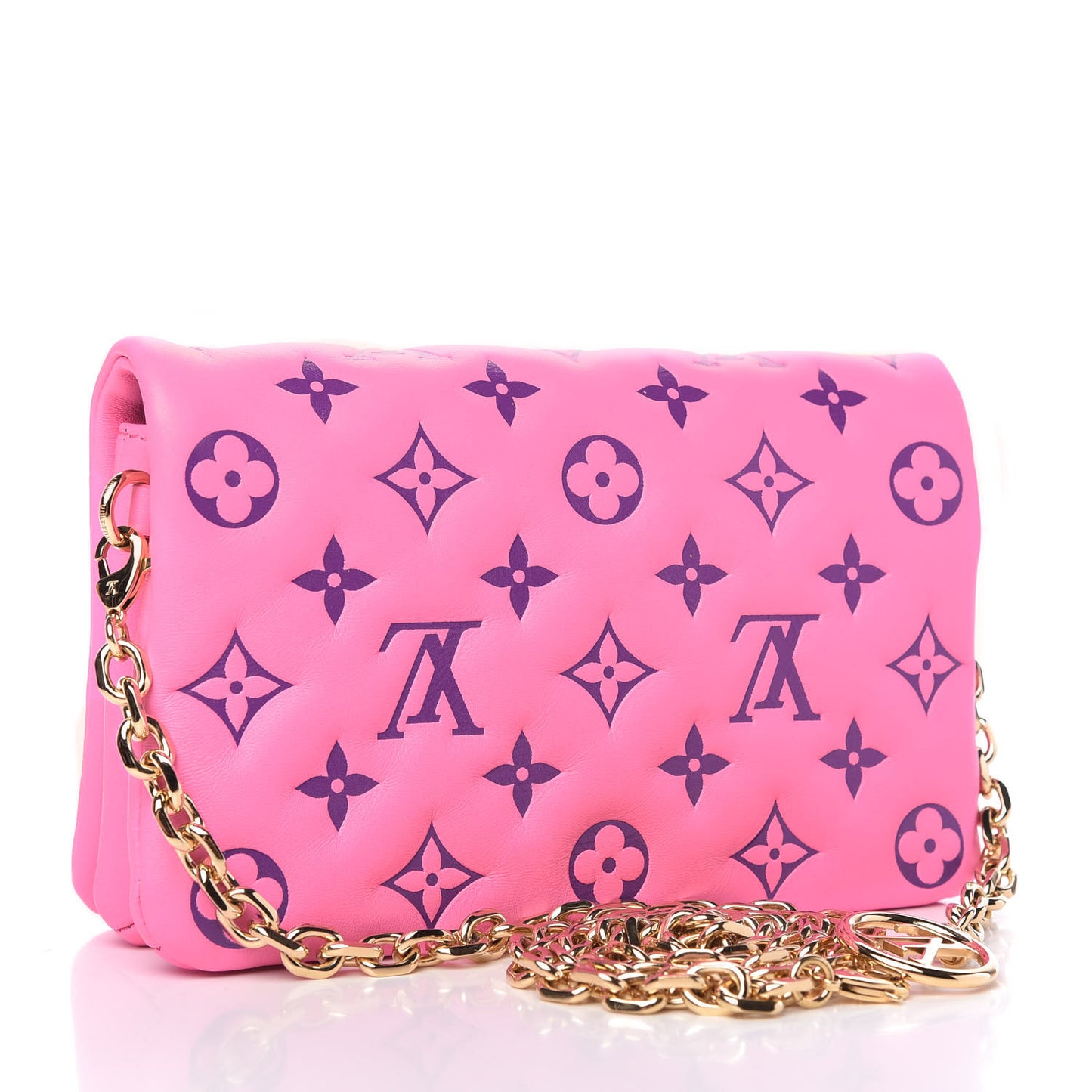 Lambskin Embossed Monogram Vuittamins Pochette Coussin Rose Violet